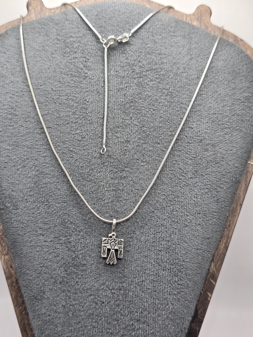Sterling Silver Thunderbird Pendant Necklace - Silver
